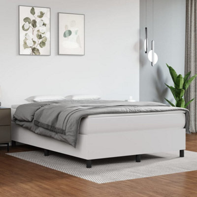 Berkfield Box Spring Bed Frame White 135X190 Cm 4Ft6 Double Faux Leather - image 1