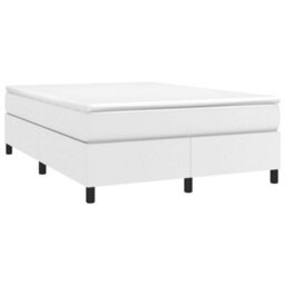 Berkfield Box Spring Bed Frame White 135X190 Cm 4Ft6 Double Faux Leather - thumbnail 3