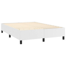 Berkfield Box Spring Bed Frame White 135X190 Cm 4Ft6 Double Faux Leather - thumbnail 4