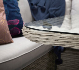 Signature Weave Edwina Wicker Corner Sofa Dining Table Set 3 X Stools Light Grey - thumbnail 2
