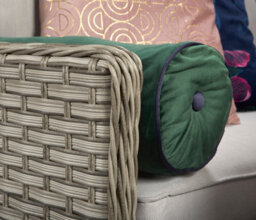 Signature Weave Edwina Wicker Corner Sofa Dining Table Set 3 X Stools Light Grey - thumbnail 3