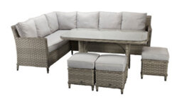 Signature Weave Edwina Wicker Corner Sofa Dining Table Set 3 X Stools Light Grey - thumbnail 8