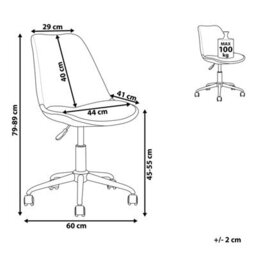 Beliani Desk Chair Dakota Faux Leather White - thumbnail 3