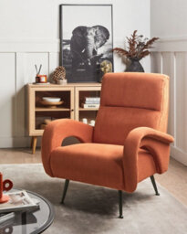 Beliani Armchair Svalov Corduroy Orange - thumbnail 2