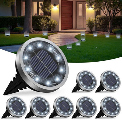 Solar Lights Outdoor Garden, 8 Pack Ground 10 Led Pathway Waterproof Ip 65 Light Landscape Lighting, In Decorative For Sidewalk