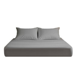 Microfibre Soft Touch Fitted Sheet 25Cm Skirt Plain Dyed Bed Linen Silver - thumbnail 2