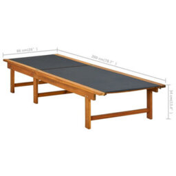 Berkfield Sun Lounger Solid Acacia Wood And Textilene - thumbnail 6