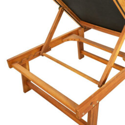 Berkfield Sun Lounger Solid Acacia Wood And Textilene - thumbnail 5