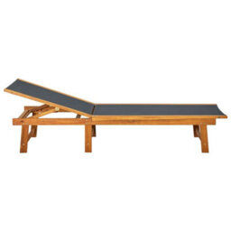 Berkfield Sun Lounger Solid Acacia Wood And Textilene - thumbnail 4