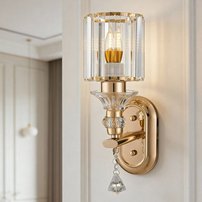 Living And Home Gold Crystal Wall Lamp, Living Room Wall Lamp, Bedside Reading Lamp,e27 - image 1