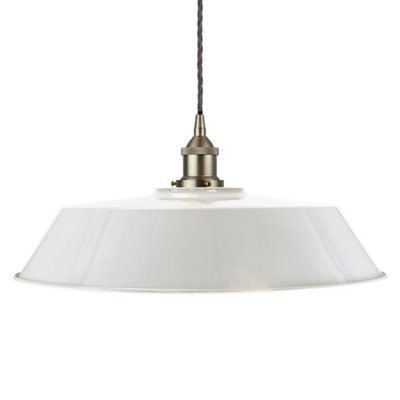 Pale Grey Large Chancery Painted Dome Pendant Light With Brushed Chrome Lamp Holder And Grey Twisted Cable - Se Home - image 1