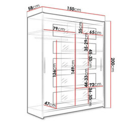 Westa V 150Cm Sliding Wardrobe With Mirrors Truffle Rgb Led Lights - thumbnail 4