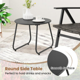 Gainoom 3 Piece Grey Patio Bistro Set Metal Frame Leisure Armchair & Table Set - thumbnail 6