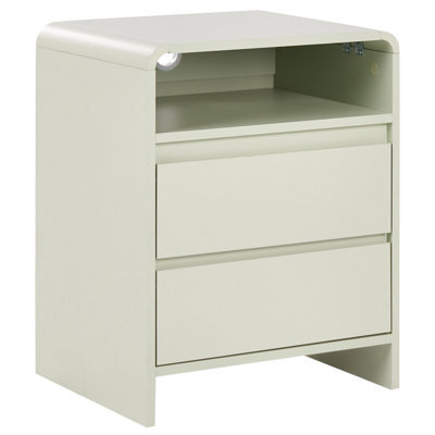 Beliani 2 Drawer Bedside Table Dorrigo Light Green - image 1