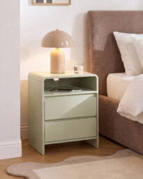 Beliani 2 Drawer Bedside Table Dorrigo Light Green - thumbnail 2