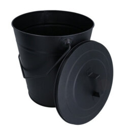 AB Tools Coal Bucket & Lid Black Metal Ash Tidy Bin Coal Carrier Fire Log Burner Kindling - thumbnail 2