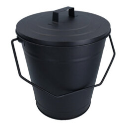 AB Tools Coal Bucket & Lid Black Metal Ash Tidy Bin Coal Carrier Fire Log Burner Kindling - thumbnail 1