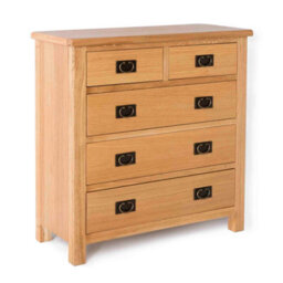 Surrey Oak 2 Over 3 Chest Of Drawers Fully Assembled - By Roseland Furniture