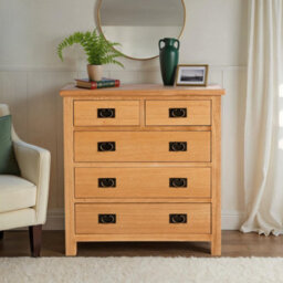 Surrey Oak 2 Over 3 Chest Of Drawers Fully Assembled - By Roseland Furniture - thumbnail 2