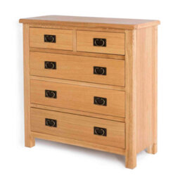 Surrey Oak 2 Over 3 Chest Of Drawers Fully Assembled - By Roseland Furniture - thumbnail 5