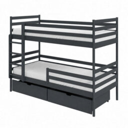 Arte Gusto Graphite Wooden Bunk Bed 90 X 200Cm - No Mattress - thumbnail 1