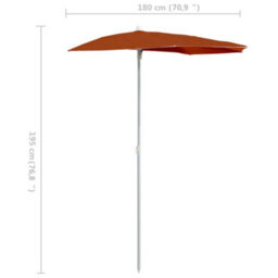 Berkfield Garden Half Parasol With Pole 180X90 Cm Terracotta - thumbnail 8