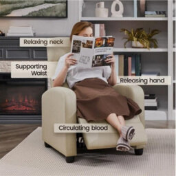 Fabric Recliner Chair Adjustable Reclining Armchair For Living Room Bedroom - thumbnail 7