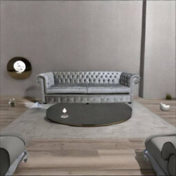 Chesterfield 4 Seater Sofa Settee Modena Silver Grey Velvet Fabric In Classic Style - thumbnail 2