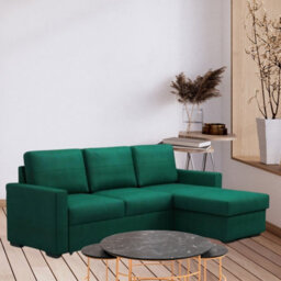 Tokio D Corner Sofa Bed With Storage Modern Reversible Design Comfortable Living Room Furniture Green - thumbnail 2