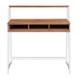 RB UK Nautilus Designs Walnut Computer Desk With White Frame & Upper Storage Shelf - thumbnail 2