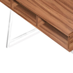 RB UK Nautilus Designs Walnut Computer Desk With White Frame & Upper Storage Shelf - thumbnail 3