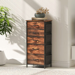 Wyld Haus Kepa Rustic Brown And Black 5-Drawer Fabric And Metal Storage Chest - Compact Organiser For Bedroom And Hallway - thumbnail 9