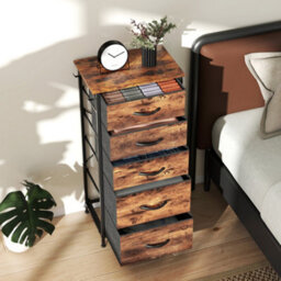 Wyld Haus Kepa Rustic Brown And Black 5-Drawer Fabric And Metal Storage Chest - Compact Organiser For Bedroom And Hallway - thumbnail 8