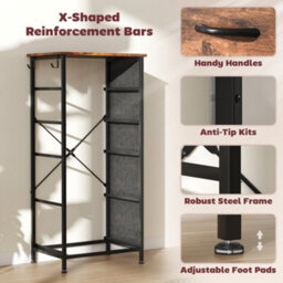 Wyld Haus Kepa Rustic Brown And Black 5-Drawer Fabric And Metal Storage Chest - Compact Organiser For Bedroom And Hallway - thumbnail 7