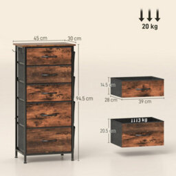 Wyld Haus Kepa Rustic Brown And Black 5-Drawer Fabric And Metal Storage Chest - Compact Organiser For Bedroom And Hallway - thumbnail 3