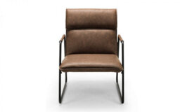 iLikeStores Brown Faux Leather Armchair With Black Metal Frame - thumbnail 2