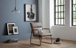 iLikeStores Brown Faux Leather Armchair With Black Metal Frame - thumbnail 4