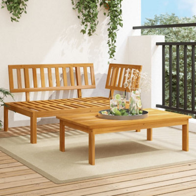 Walplus Outdoor Garden Pallet Sofa For Patio Balcony Poolside Furniture Set 2 Pcs Solid Wood Acacia - Cushion Not Included - image 1