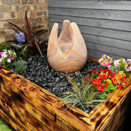 Outdoor Living UK Solar Sandstone Tulip 50Cm Natural Stone Water Feature Without Cover With Sump Kit