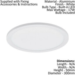 2 Pack Of 300mm Modern White Led Ceiling Lights - Slim Round Design 17W 4000K - thumbnail 2