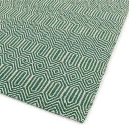 Green Wool Geometric Luxurious Modern Wool Handmade Rug For Living Room And Bedroom-66 X 200Cm (Runner) - thumbnail 4