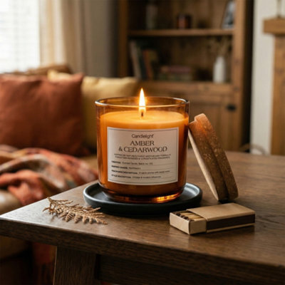 Candlelight Amber Cork Lid Amber & Cedarwood Small Jar Candle - image 1