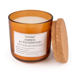 Candlelight Amber Cork Lid Amber & Cedarwood Small Jar Candle - thumbnail 4