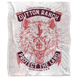Yellowstone Protect The Land Silky Wolf Supersoft Blanket White/brown (One Size)