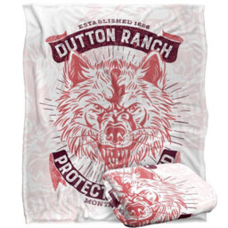Yellowstone Protect The Land Silky Wolf Supersoft Blanket White/brown (One Size) - thumbnail 2