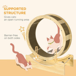 Pawhut Cat Treadmill With Brake, Scratching Pads For Indoor Cats, Oak Tone - thumbnail 5