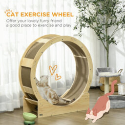 Pawhut Cat Treadmill With Brake, Scratching Pads For Indoor Cats, Oak Tone - thumbnail 4
