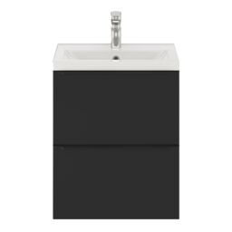 GoodHome Imandra Slimline Matt Black Wall-Mounted Bathroom Cabinet (H) 600mm (W) 500mm - thumbnail 4