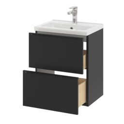 GoodHome Imandra Slimline Matt Black Wall-Mounted Bathroom Cabinet (H) 600mm (W) 500mm - thumbnail 5