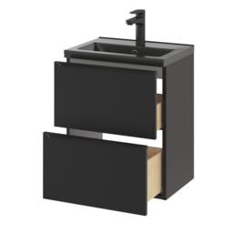 GoodHome Imandra Slimline Matt Black Wall-Mounted Bathroom Cabinet (H) 600mm (W) 500mm - thumbnail 9